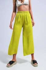 Satin wide leg pants in green