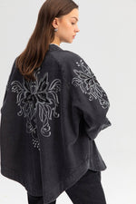 SHINY EMBROIDERED KIMONO JACKET